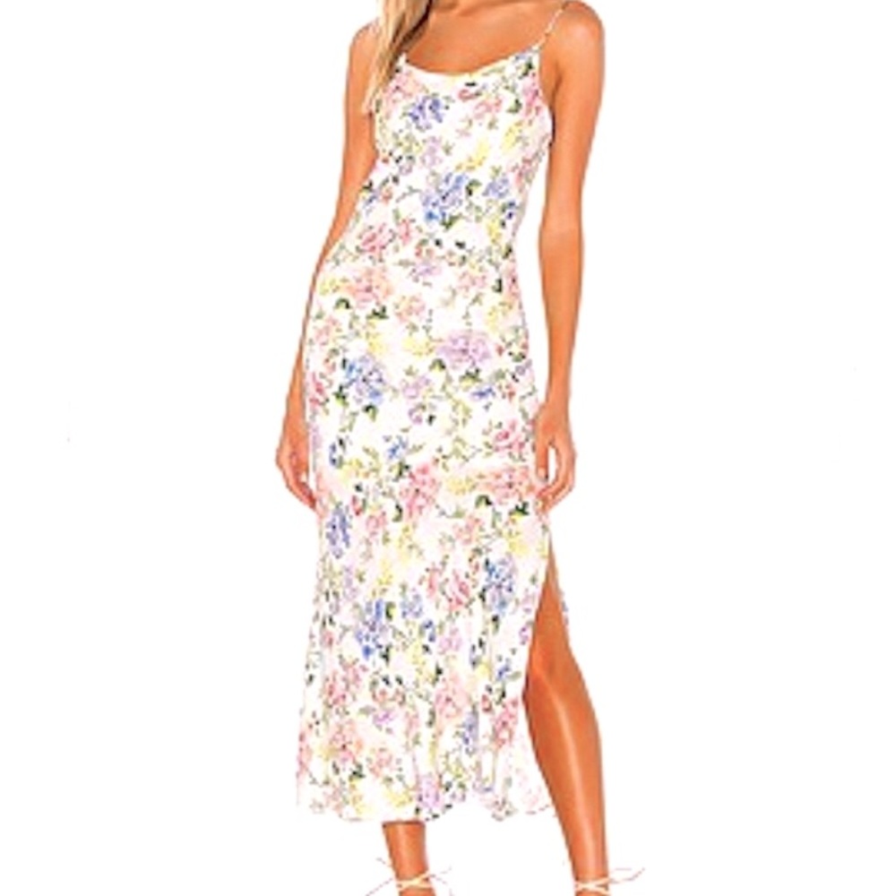 Alice Olivia Harmony Slip Dress in Gardenia Floral Mulitcolor Print NWT Size 8